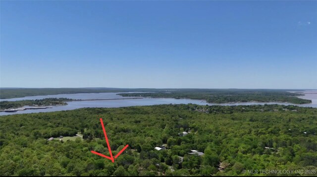 140 Last Resort Rd, Stigler, OK 74462 - drone / aerial view of a heavily wooded area and a large body of water