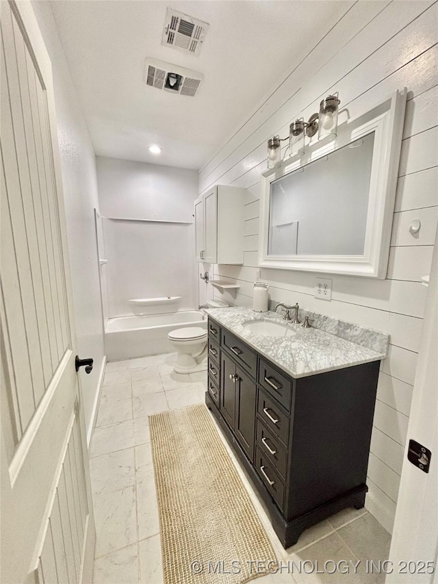 157 Canna Ln, Mcalester, OK 74501 - full bathroom featuring vanity, marble look tile flooring, and  shower combination