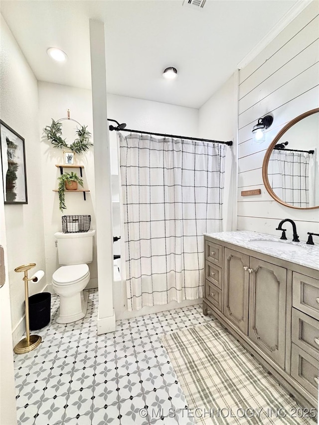 157 Canna Ln, Mcalester, OK 74501 - full bathroom featuring vanity, shower / bath combination with curtain, and tile patterned floors