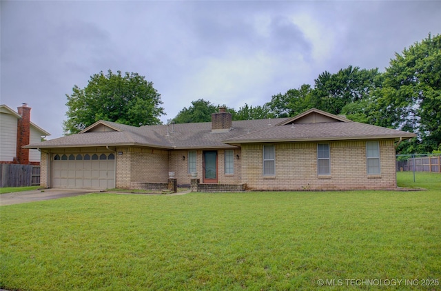 4004 S Hickory Ave, Broken Arrow, OK 74011 - single story home featuring a garage, driveway, brick siding, a chimney, and roof with shingles