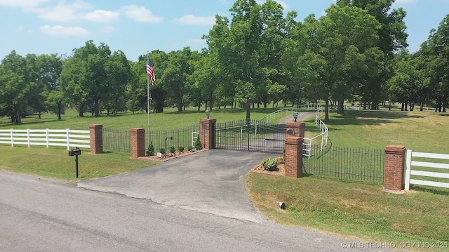 66235 S 320th Rd, Chouteau, OK 74337 - surrounding community with a gate, driveway, and view of scattered trees