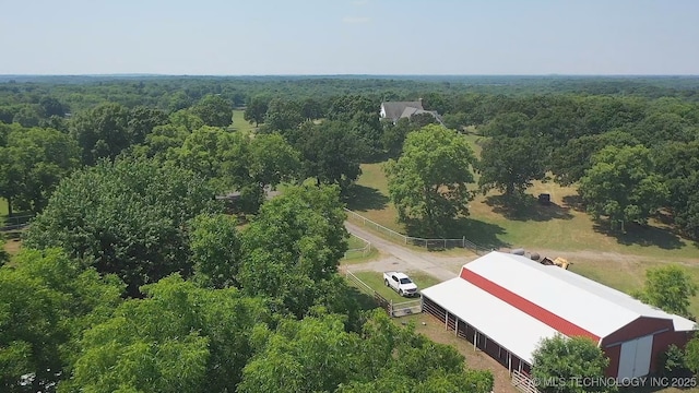 66235 S 320th Rd, Chouteau, OK 74337 - drone / aerial view of a heavily wooded area