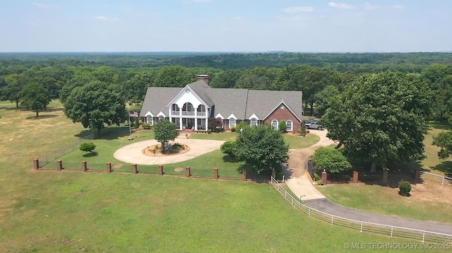 66235 S 320th Rd, Chouteau, OK 74337 - aerial view of property and surrounding area with a heavily wooded area