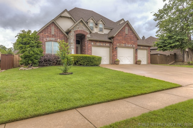3117 S Hemlock Ct, Broken Arrow, OK 74012 - view of front of property featuring brick siding, concrete driveway, a shingled roof, stucco siding, and stone siding