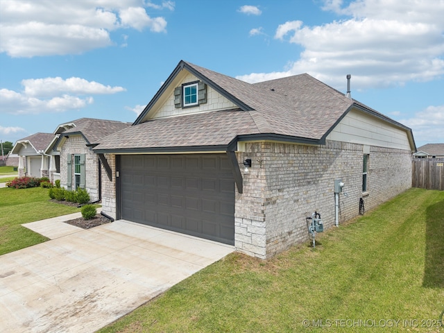 12503 N 130th Ave E, Collinsville, OK 74021 - view of property exterior with an attached garage, roof with shingles, driveway, and brick siding