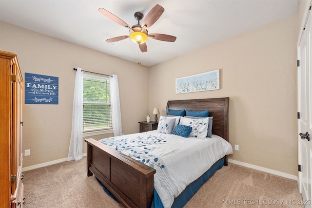 23532 N 5 Mile Rd, Fort Gibson, OK 74434 - bedroom featuring light colored carpet, baseboards, and a ceiling fan
