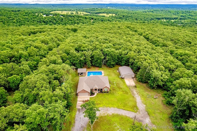 23532 N 5 Mile Rd, Fort Gibson, OK 74434 - aerial view of property and surrounding area with a heavily wooded area