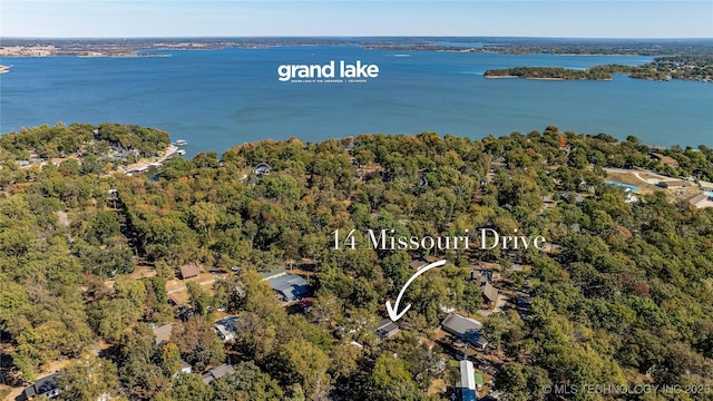 14 Missouri Dr, Afton, OK 74331 - aerial overview of property's location featuring a nearby body of water and a forest