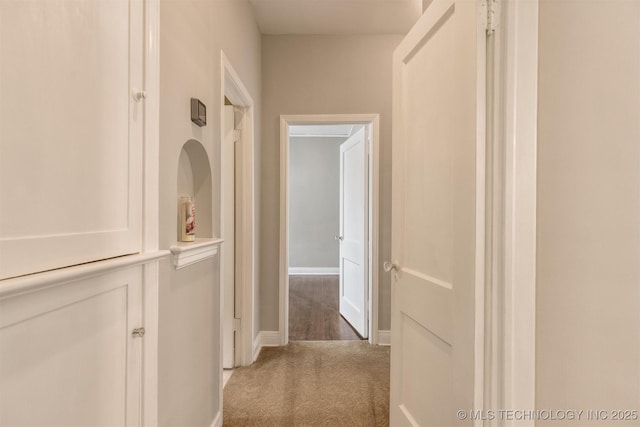 2305 E 13th St, Tulsa, OK 74104 - hallway featuring carpet floors and baseboards