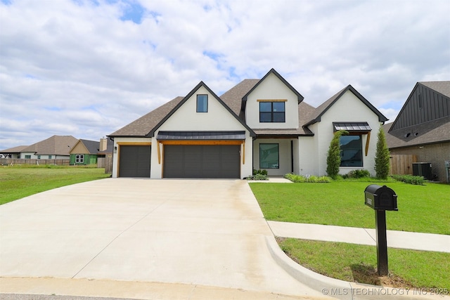 13657 S 21st Ct E, Bixby, OK 74008 - view of front of home with stucco siding, central air condition unit, an attached garage, concrete driveway, and a shingled roof