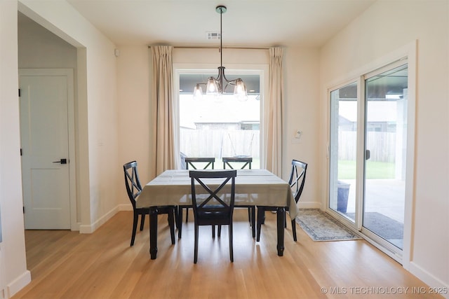 13657 S 21st Ct E, Bixby, OK 74008 - dining area featuring light wood-style flooring, a chandelier, and baseboards