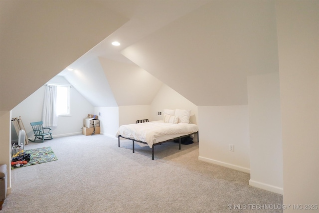 13657 S 21st Ct E, Bixby, OK 74008 - bedroom with carpet floors, baseboards, recessed lighting, and lofted ceiling