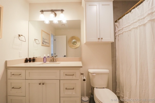 13657 S 21st Ct E, Bixby, OK 74008 - bathroom featuring vanity, toilet, and a shower with curtain
