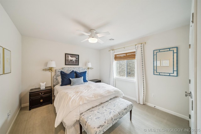 5918 E 127th Pl S, Tulsa, OK 74008 - bedroom featuring baseboards, light carpet, and ceiling fan