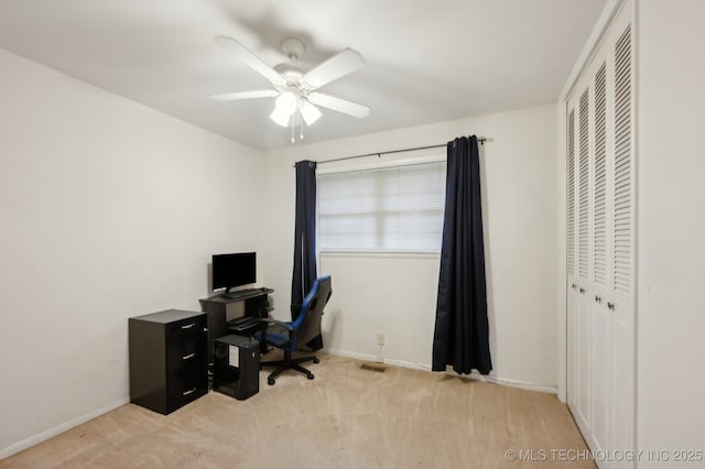 3823 S 88th E Pl, Tulsa, OK 74145 - office space with light colored carpet, a ceiling fan, and baseboards