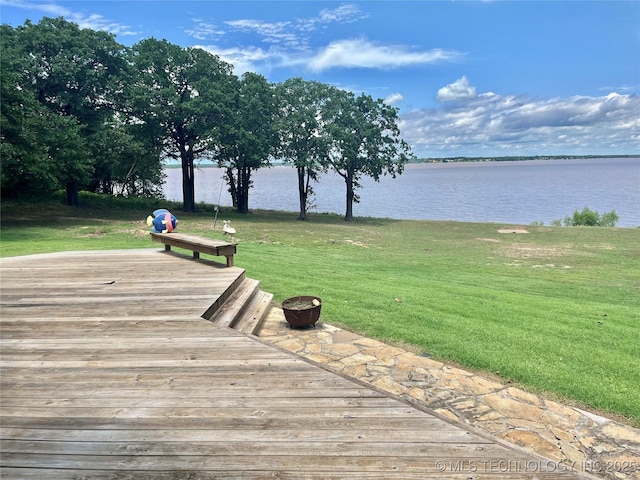 5168 Tower Dr, Kingston, OK 73439 - view of community with a water view and a yard