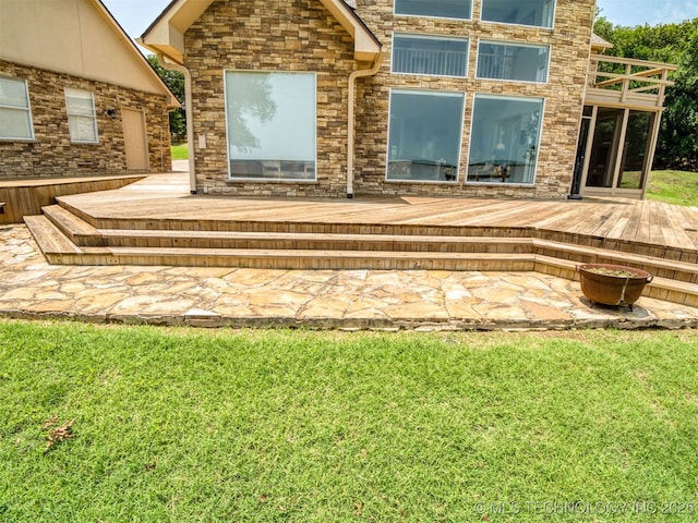 5168 Tower Dr, Kingston, OK 73439 - back of house with a deck, a balcony, and a yard