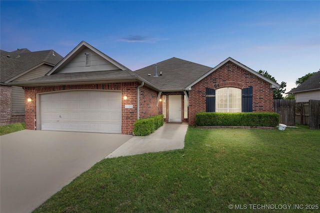 1105 N Joshua Ave, Broken Arrow, OK 74012 - view of front of house featuring brick siding, driveway, a garage, and a shingled roof