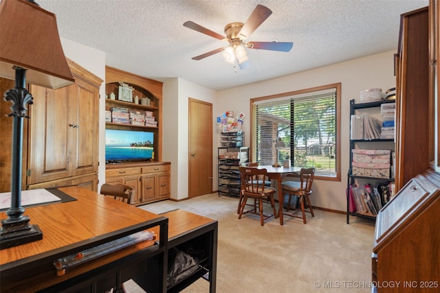 1485 Old Ketchum Rd, Langley, OK 74350 - office with a ceiling fan, light colored carpet, a textured ceiling, and baseboards