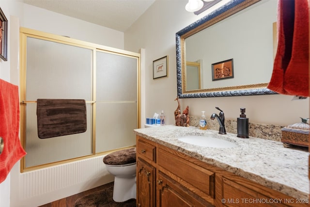 1485 Old Ketchum Rd, Langley, OK 74350 - full bathroom featuring toilet, vanity, and shower / bath combination with glass door