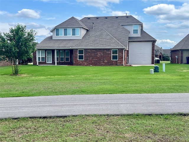 1620 E Granger St, Broken Arrow, OK 74012 - view of front of property with brick siding, a front lawn, a garage, and a shingled roof