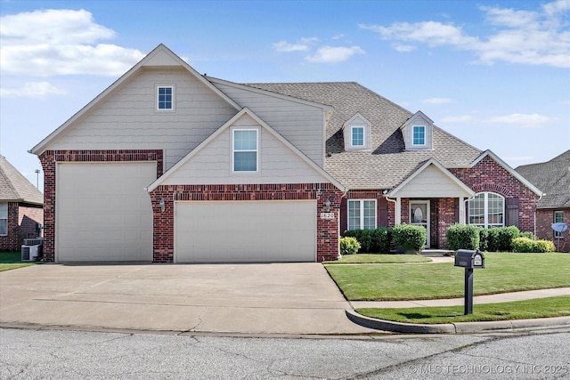 1620 E Granger St, Broken Arrow, OK 74012 - traditional home featuring brick siding, a front yard, driveway, a shingled roof, and central AC