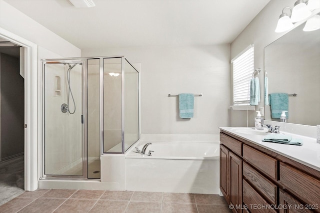 1620 E Granger St, Broken Arrow, OK 74012 - full bath featuring a bath, vanity, a stall shower, and tile patterned flooring