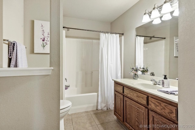 1620 E Granger St, Broken Arrow, OK 74012 - bathroom featuring vanity, toilet, shower / bath combo, and tile patterned flooring