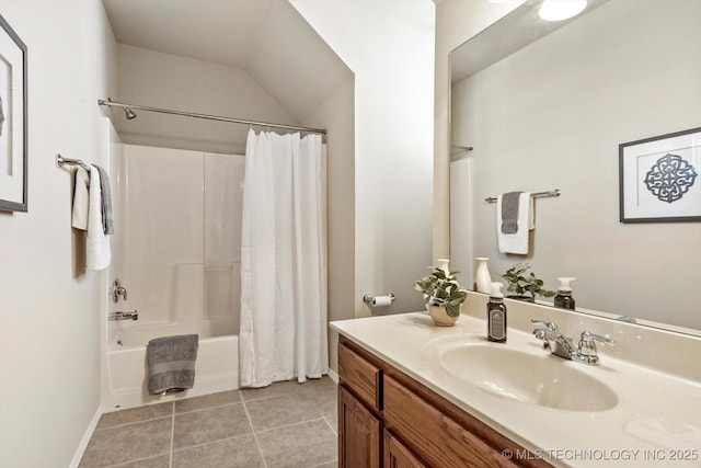 1620 E Granger St, Broken Arrow, OK 74012 - bathroom featuring vanity, shower / bath combo, tile patterned flooring, and baseboards