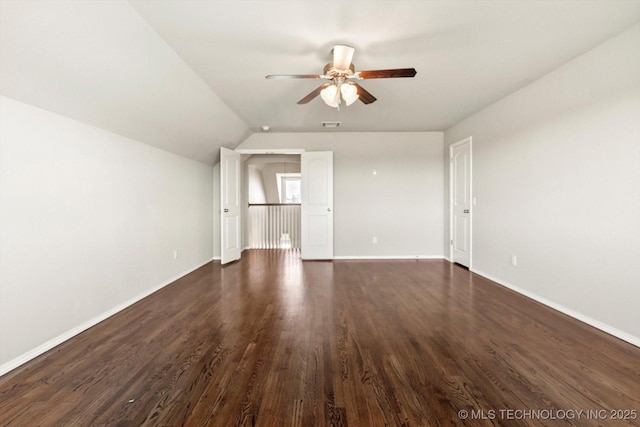 1620 E Granger St, Broken Arrow, OK 74012 - unfurnished living room featuring ceiling fan, dark wood finished floors, and baseboards