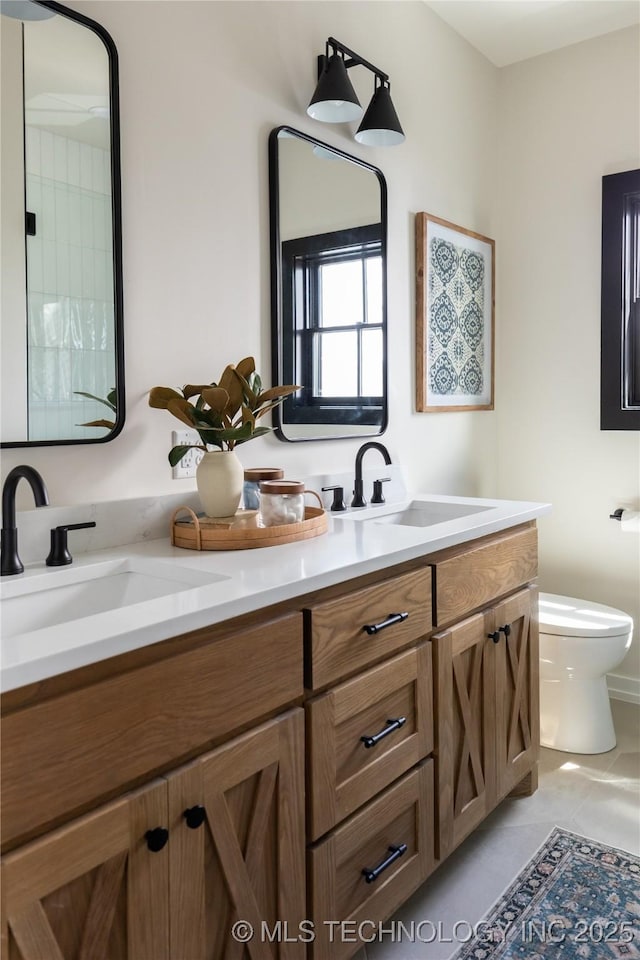 67 Lower Green Way Unit B, Carlton Landing, OK 74432 - full bath featuring double vanity, toilet, and tile patterned flooring