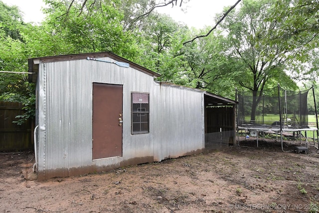 474679 E 1050th Rd, Muldrow, OK 74948 - view of outdoor structure featuring a trampoline
