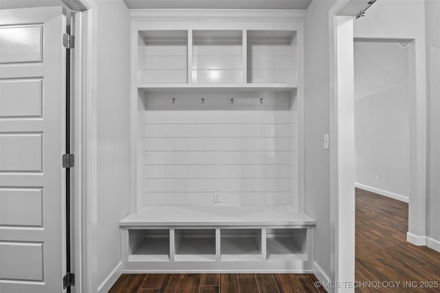 21893 S Arlene Dr, Claremore, OK 74019 - mudroom with baseboards and dark wood-style floors