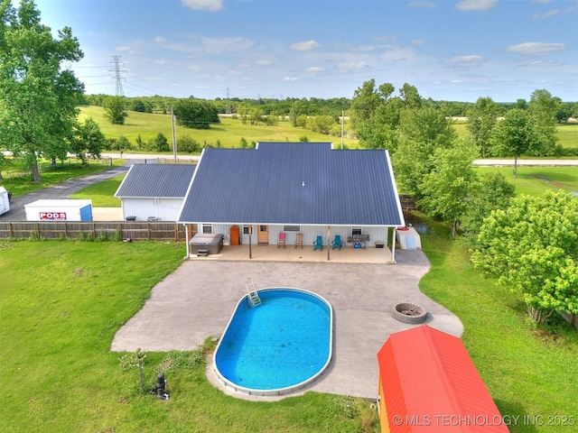 23814 E 91st St S, Broken Arrow, OK 74014 - outdoor pool with a patio area and view of scattered trees