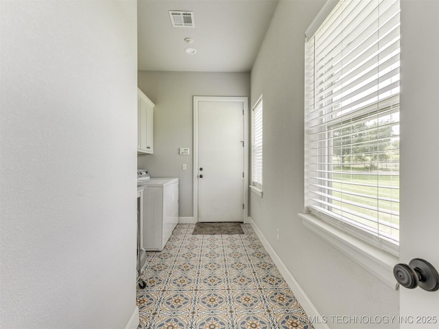23814 E 91st St S, Broken Arrow, OK 74014 - laundry room with independent washer and dryer, cabinet space, and baseboards