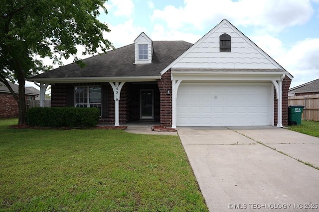 15310 E 89th Pl, Owasso, OK 74055 - view of front facade with brick siding, concrete driveway, an attached garage, and roof with shingles