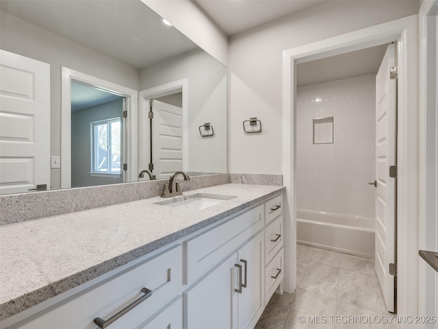 4010 W Baton Rouge St, Broken Arrow, OK 74011 - full bathroom with vanity, shower / washtub combination, and marble finish flooring