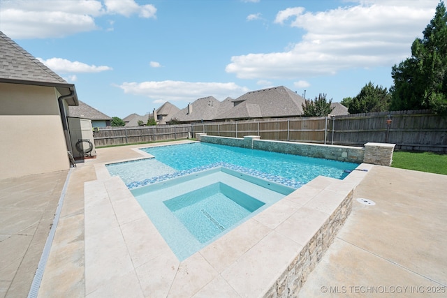 16210 E 49th St, Tulsa, OK 74134 - view of pool with a fenced backyard, a patio, and a residential view