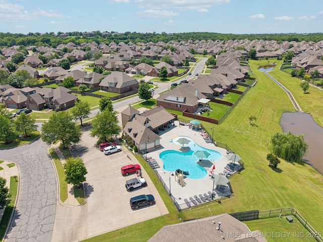16210 E 49th St, Tulsa, OK 74134 - aerial view of residential area featuring a pool area