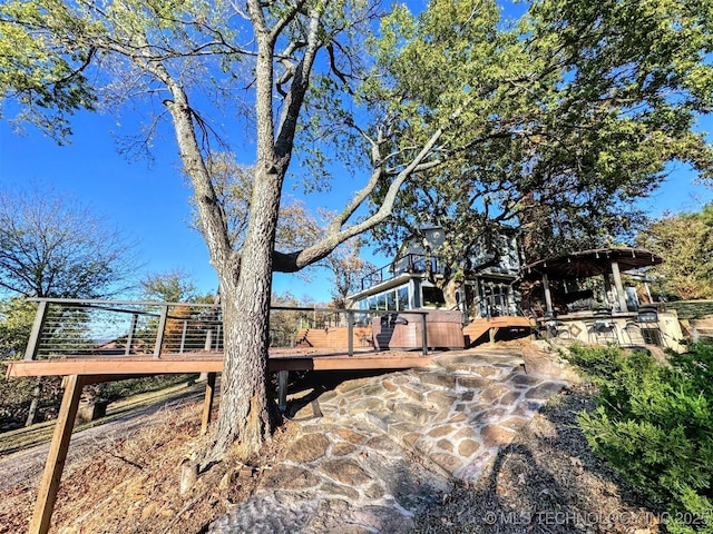 31663 S 530th Rd, Cookson, OK 74427 - view of yard featuring a wooden deck