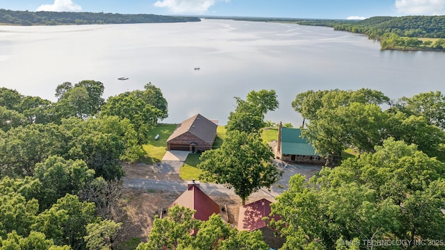750 Spavinaw Hudson Pt, Spavinaw, OK 74366 - aerial view of property and surrounding area with a nearby body of water and a forest