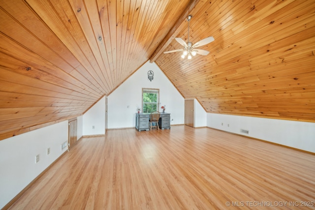 750 Spavinaw Hudson Pt, Spavinaw, OK 74366 - bonus room with wooden ceiling, wood finished floors, ceiling fan, an office area, and baseboards