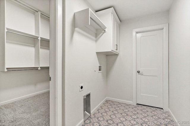 6512 N 27th St, Broken Arrow, OK 74014 - washroom with hookup for an electric dryer, washer hookup, baseboards, and cabinet space