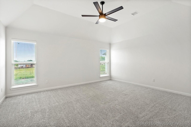 6512 N 27th St, Broken Arrow, OK 74014 - carpeted spare room featuring baseboards, ceiling fan, and high vaulted ceiling
