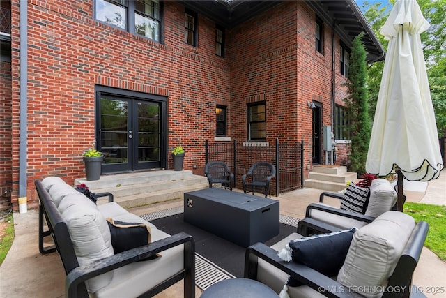 237 Hazel Blvd, Tulsa, OK 74114 - view of patio / terrace featuring french doors and an outdoor hangout area