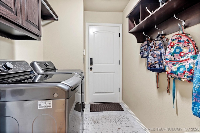 14355 N Trenton Ave, Skiatook, OK 74070 - laundry room featuring cabinet space and washing machine and clothes dryer