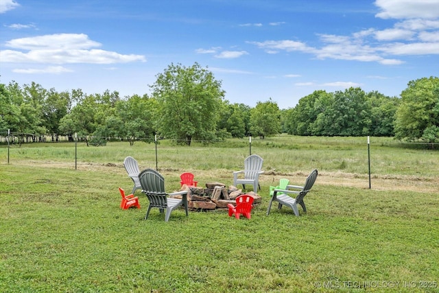 14355 N Trenton Ave, Skiatook, OK 74070 - view of grassy yard featuring an outdoor fire pit