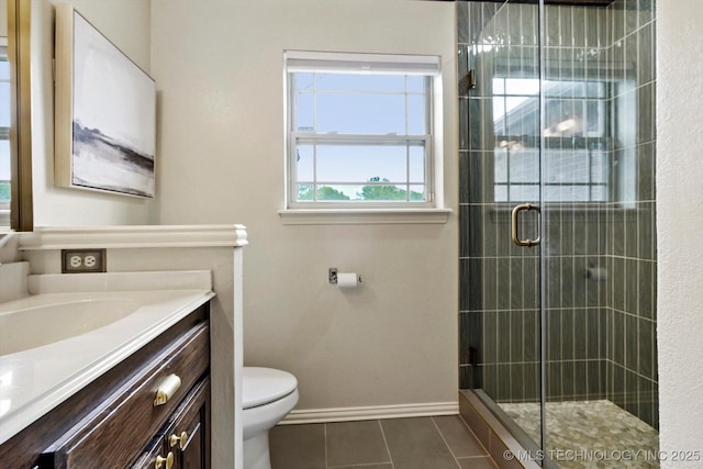 14355 N Trenton Ave, Skiatook, OK 74070 - bathroom with vanity, tile patterned floors, and a stall shower