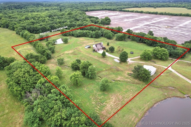 14355 N Trenton Ave, Skiatook, OK 74070 - view of rural area with property boundaries highlighted and a large body of water