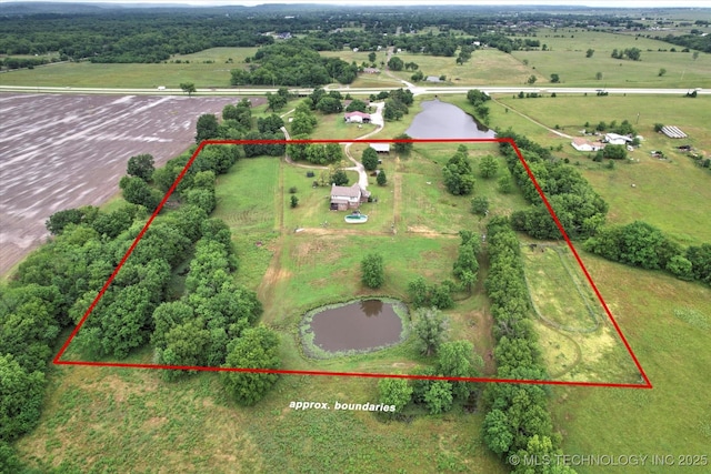 14355 N Trenton Ave, Skiatook, OK 74070 - aerial view of sparsely populated area with property boundaries highlighted